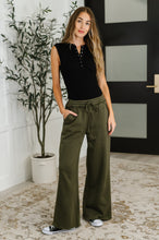 Load image into Gallery viewer, Lounge Line Wide Leg Sweats in Dark Olive