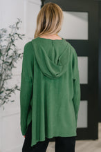 Load image into Gallery viewer, Running Late Hooded Long Sleeve in Dark Green