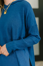 Load image into Gallery viewer, Running Late Hooded Long Sleeve in Light Navy