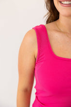 Load image into Gallery viewer, Bella Square Neck Rib Knit Tank Top, Pink