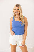 Load image into Gallery viewer, Bella Square Neck Rib Knit Tank Top, Blue