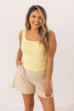 Load image into Gallery viewer, Bella Square Neck Rib Knit Tank Top, Yellow