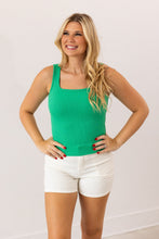 Load image into Gallery viewer, Bella Square Neck Rib Knit Tank Top, Green