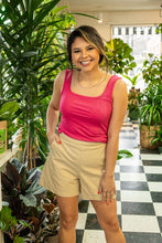 Load image into Gallery viewer, Bella Square Neck Rib Knit Tank Top, Pink