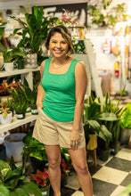 Load image into Gallery viewer, Bella Square Neck Rib Knit Tank Top, Green