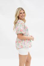 Load image into Gallery viewer, Puff Sleeve Blouse, Watercolor Flowers
