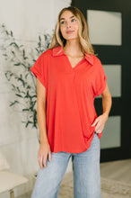 Load image into Gallery viewer, Sea You Soon Collared Top in Hot Coral