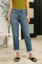 Load image into Gallery viewer, Shane Mid Rise Billie Boyfriend Jean in Dark Cozy Indigo