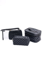 Load image into Gallery viewer, Subtly Checked Cosmetic Bags set of 4 in Black
