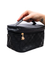 Load image into Gallery viewer, Subtly Checked Cosmetic Bags set of 4 in Black