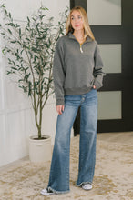 Load image into Gallery viewer, Sweater Weather Half Zip High Neck Pullover in Charcoal
