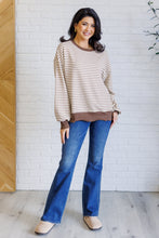 Load image into Gallery viewer, Too Good to be True Striped Drop Shoulder Top in Brown