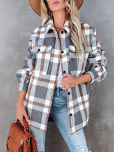 Load image into Gallery viewer, Plaid Collared Neck Long Sleeve Jacket