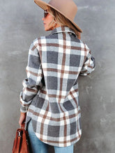 Load image into Gallery viewer, Plaid Collared Neck Long Sleeve Jacket