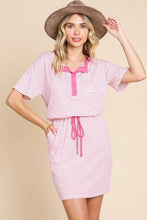 Load image into Gallery viewer, Culture Code Full Size Striped Short Sleeve Mini Dress with Pockets