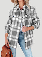 Load image into Gallery viewer, Plaid Collared Neck Long Sleeve Jacket