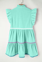 Load image into Gallery viewer, Ruffled Notched Cap Sleeve Mini Dress