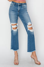 Load image into Gallery viewer, RISEN Mid Rise Distressed Cropped Flare Jeans