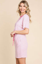 Load image into Gallery viewer, Culture Code Full Size Striped Short Sleeve Mini Dress with Pockets
