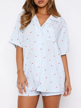 Load image into Gallery viewer, Valentine's Day Printed Collared Neck Short Sleeve Top and Shorts Set