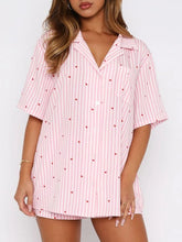 Load image into Gallery viewer, Valentine's Day Printed Collared Neck Short Sleeve Top and Shorts Set