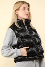 Load image into Gallery viewer, VERY J Shiny Metallic Zip Up Puffer Vest