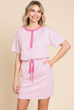 Load image into Gallery viewer, Culture Code Full Size Striped Short Sleeve Mini Dress with Pockets