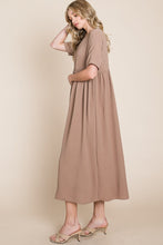 Load image into Gallery viewer, BOMBOM Round Neck Ruched Midi Dress