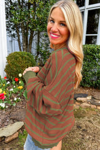 Load image into Gallery viewer, Striped Round Neck Long Sleeve Sweater