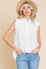 Load image into Gallery viewer, Culture Code Full Size Frill Edge Smocked Sleeveless Top