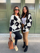 Load image into Gallery viewer, Contrast Trim Cardigan in Black Checkers
