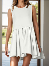 Load image into Gallery viewer, Pleated Round Neck Sleeveless Mini Dress