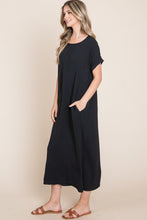 Load image into Gallery viewer, BOMBOM Round Neck Short Sleeve Midi Dress with Pockets