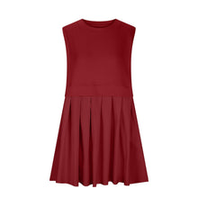 Load image into Gallery viewer, Pleated Round Neck Sleeveless Mini Dress