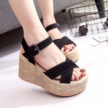 Load image into Gallery viewer, Crisscross Open Toe Wedge Sandals