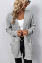 Load image into Gallery viewer, Rib-Knit Open Front Pocketed Cardigan