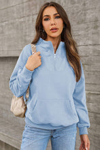Load image into Gallery viewer, Quarter Zip Dropped Shoulder Sweatshirt