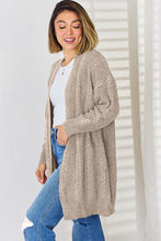 Load image into Gallery viewer, Cable-Knit Open Front Dropped Shoulder Cardigan