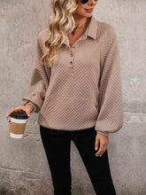Load image into Gallery viewer, Collared Neck Buttoned Sweatshirt with Pocket