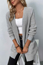 Load image into Gallery viewer, Rib-Knit Open Front Pocketed Cardigan