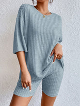 Load image into Gallery viewer, Ribbed Round Neck Top and Shorts Set