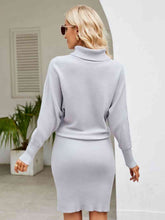 Load image into Gallery viewer, Turtle Neck Long Sleeve Ribbed Sweater Dress