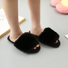 Load image into Gallery viewer, Faux Fur Open Toe Slippers