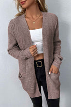 Load image into Gallery viewer, Rib-Knit Open Front Pocketed Cardigan
