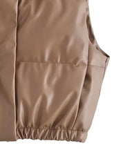 Load image into Gallery viewer, PU Leather Zip Up Drawstring Vest