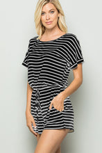 Load image into Gallery viewer, Heimish Full Size Striped Round Neck Short Sleeve Romper