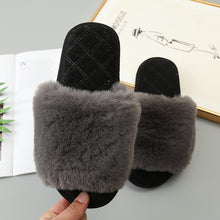 Load image into Gallery viewer, Faux Fur Open Toe Slippers