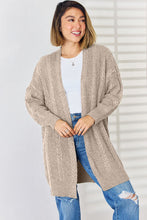 Load image into Gallery viewer, Cable-Knit Open Front Dropped Shoulder Cardigan