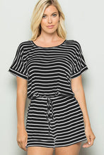 Load image into Gallery viewer, Heimish Full Size Striped Round Neck Short Sleeve Romper
