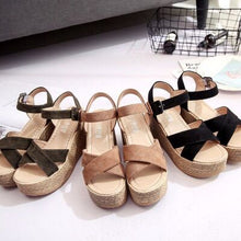 Load image into Gallery viewer, Crisscross Open Toe Wedge Sandals